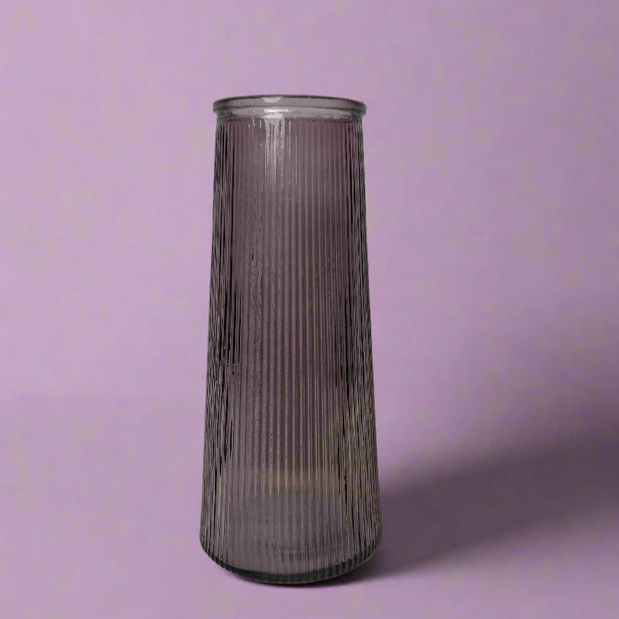 Amethyst Tall Ribbed Vase