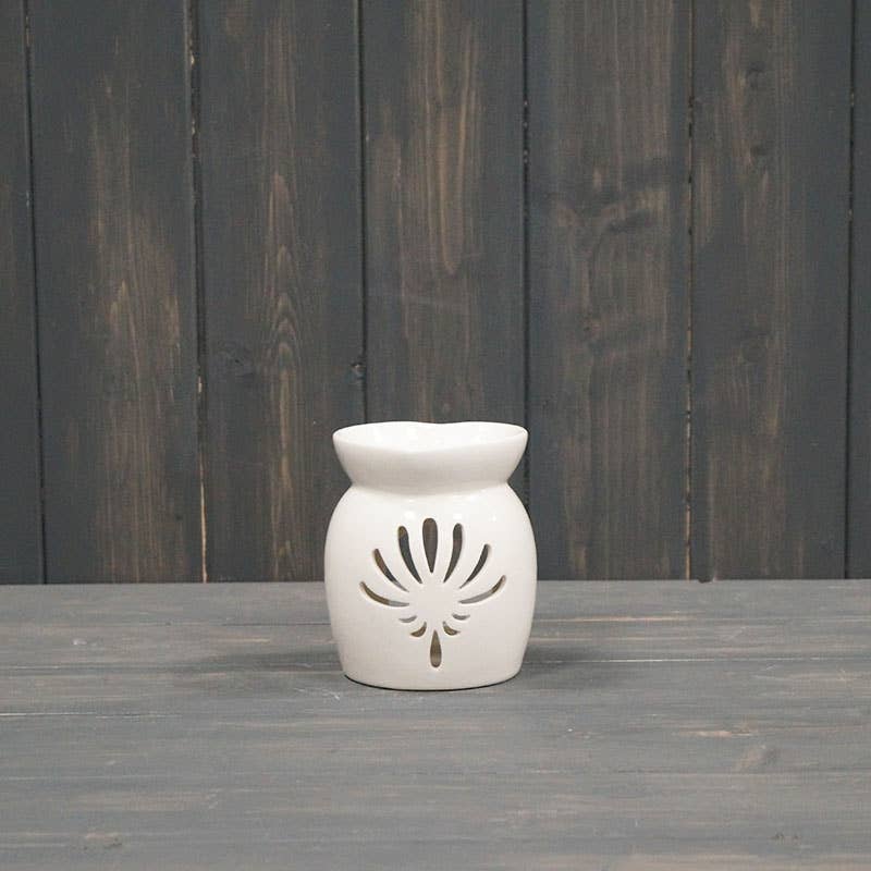 White Ceramic Wax/Oil Burner With Heart Shaped Top
