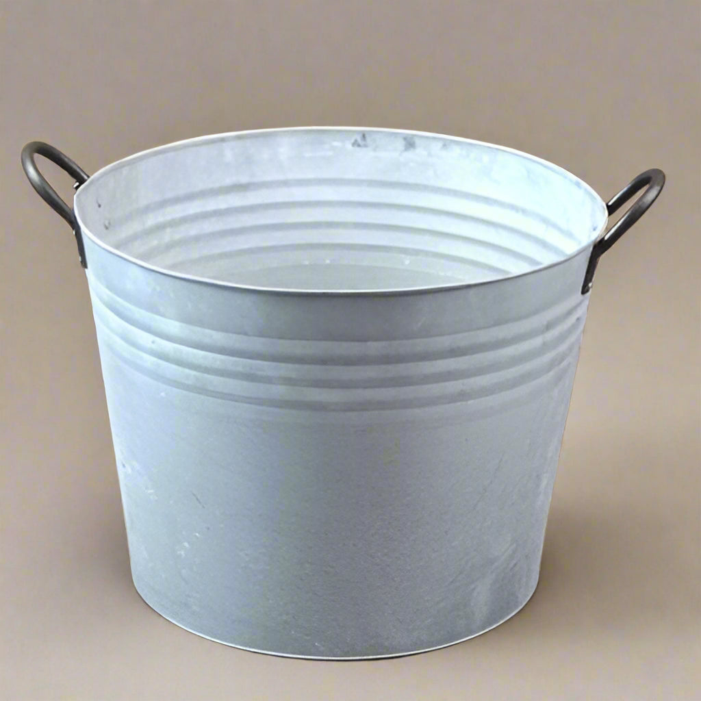 Round Aged Zinc Planter