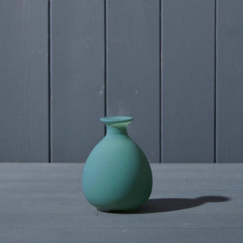 Matt Green Glass Bud Vase