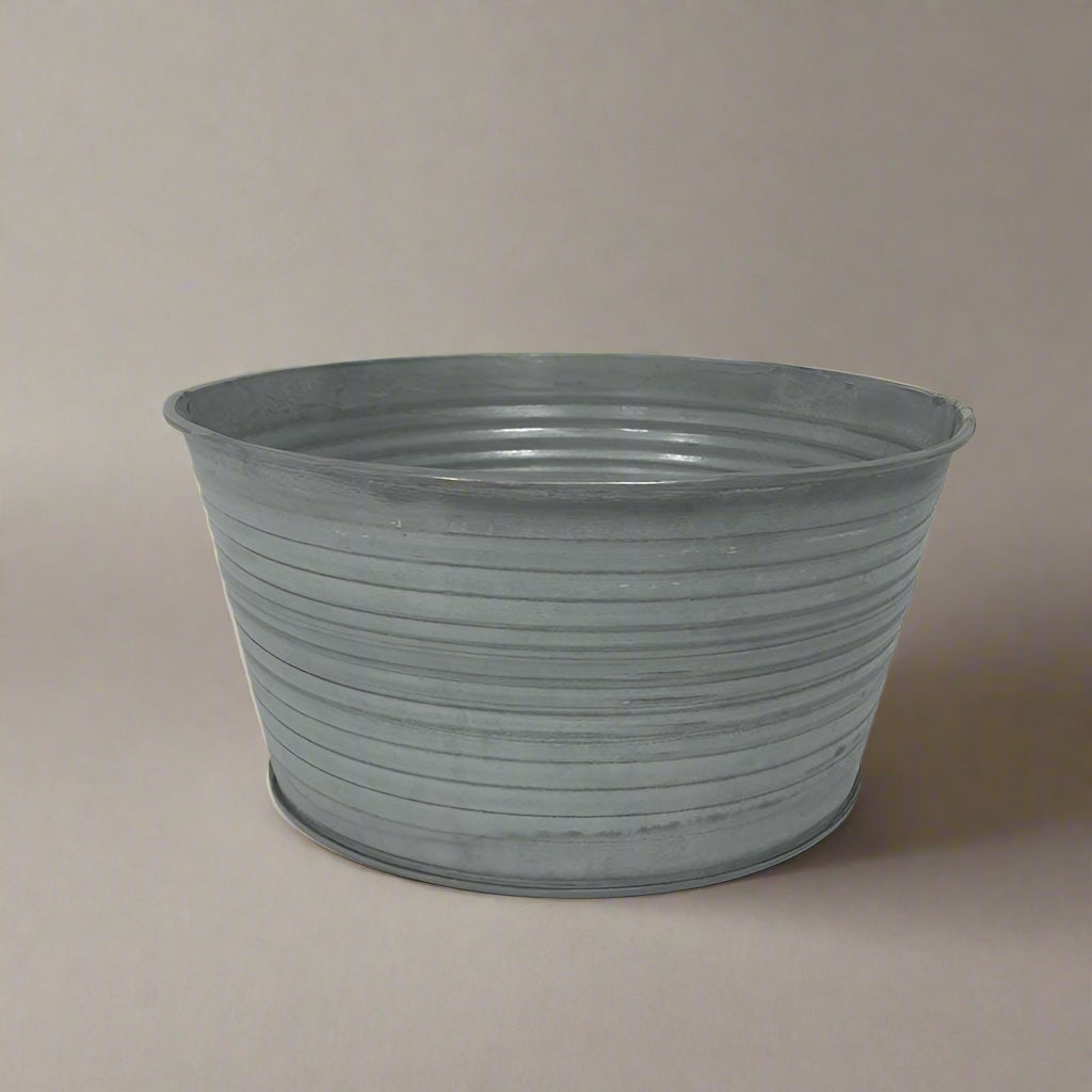 Ribbed Zinc Round Tapered Bowl