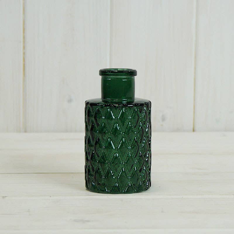 Green Mini Geometric Glass Bottle