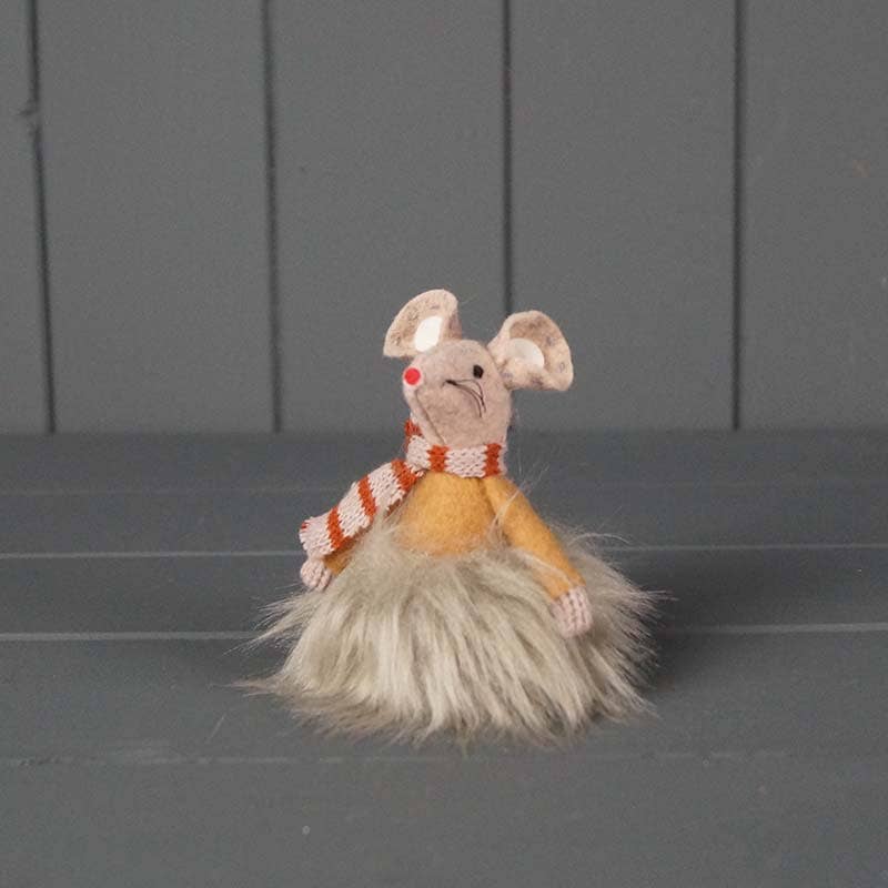 Orange Fabric Mouse With Furry Skirt
