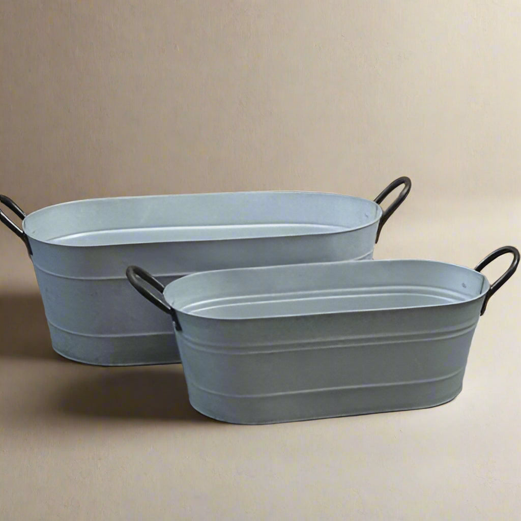 Aged Zinc Troughs Set