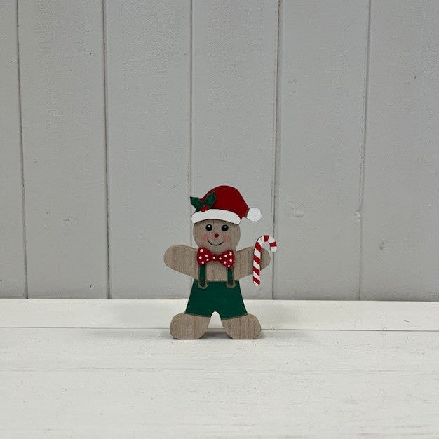 Gingerbread Kid With Candy Cane And Green Dungarees