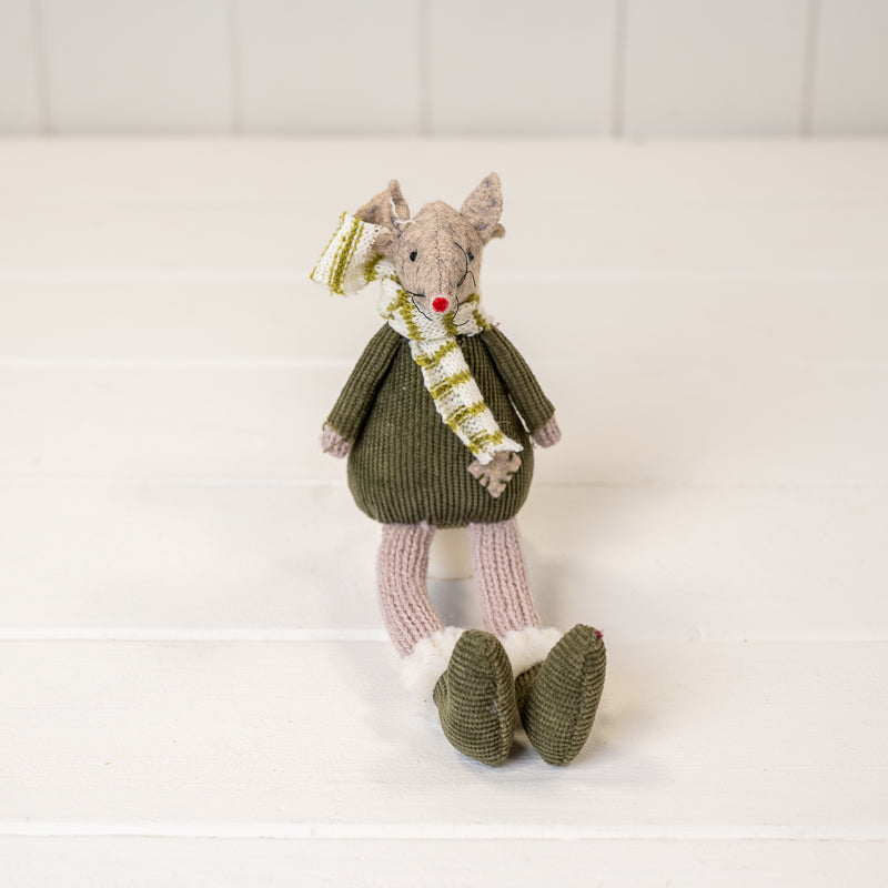 Green Fabric Mouse With Scarf