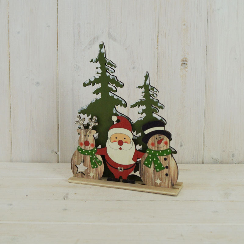 Festive Characters Wooden Stand With Trees