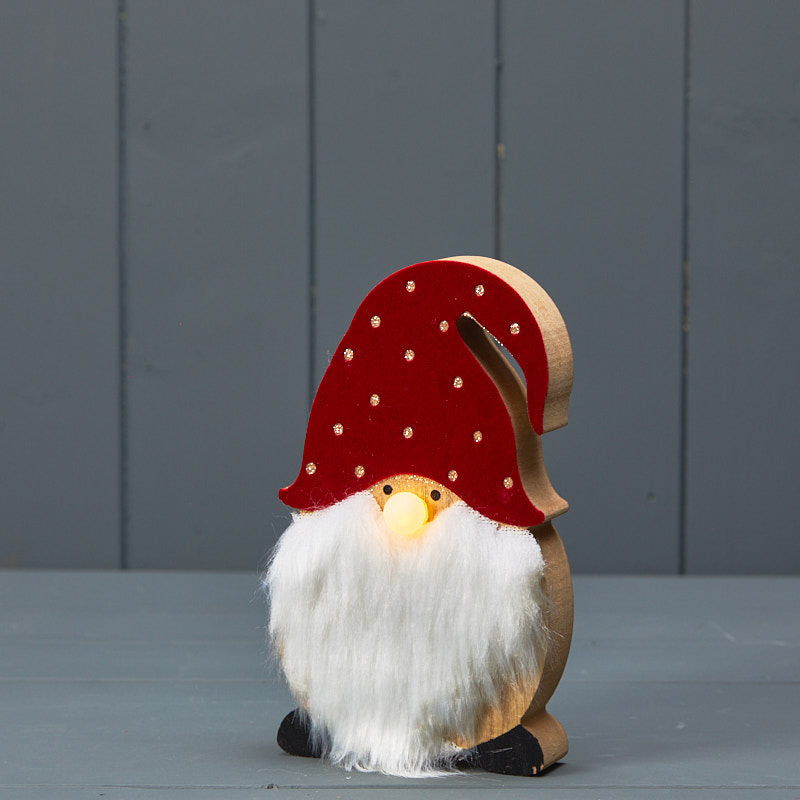 Red Wooden Gonk with LED Light Nose