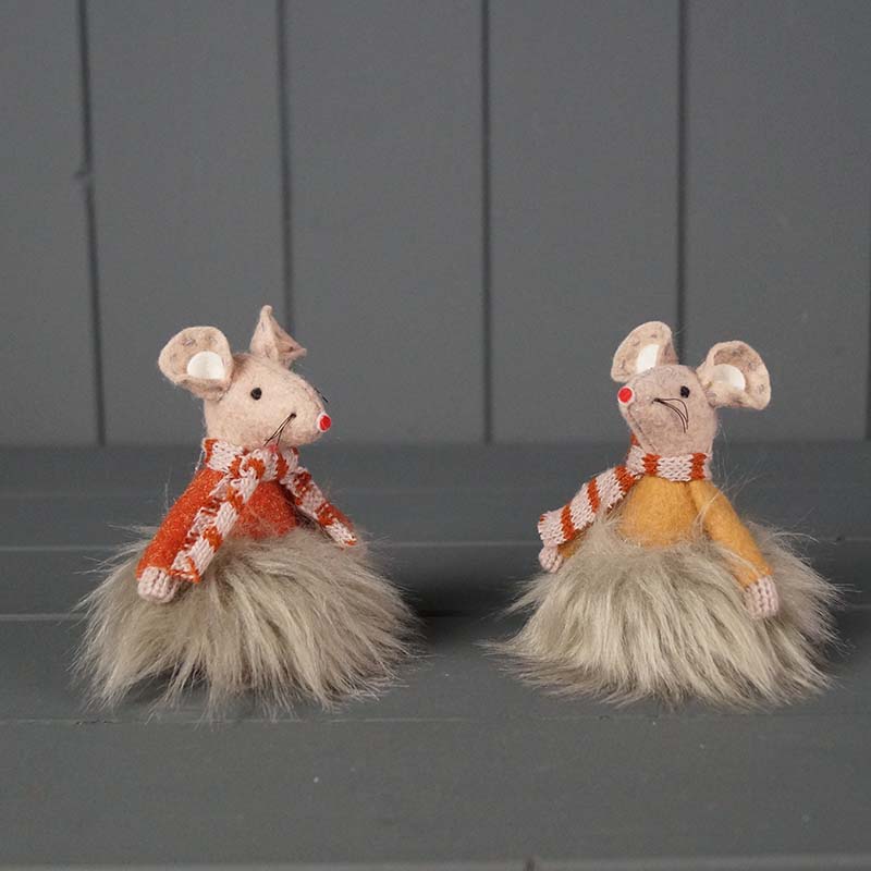 Orange Fabric Mouse With Furry Skirt