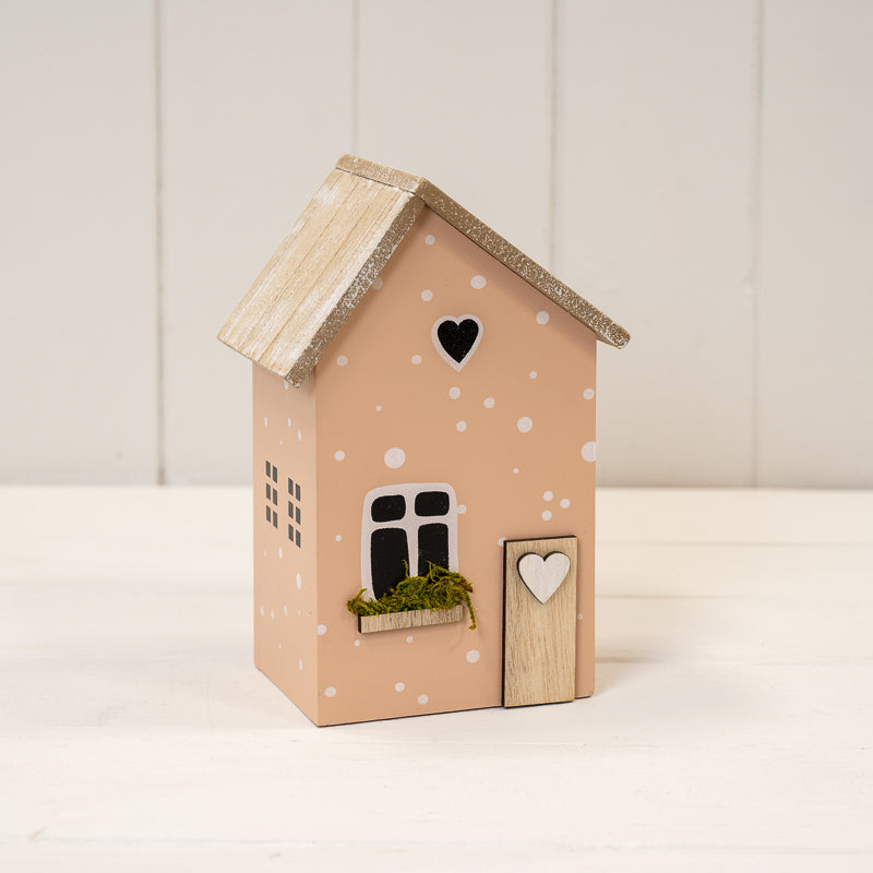 Pink Wooden House Decoration