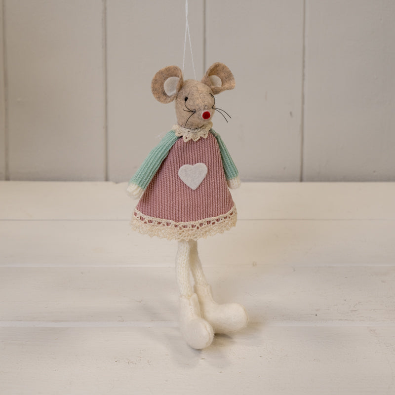 Pink And Green Fabric Hanging Mouse