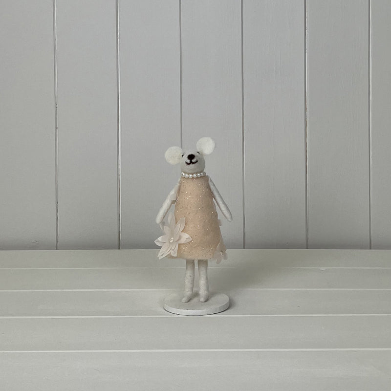 Mouse In Pearls And Pink Floral Dress