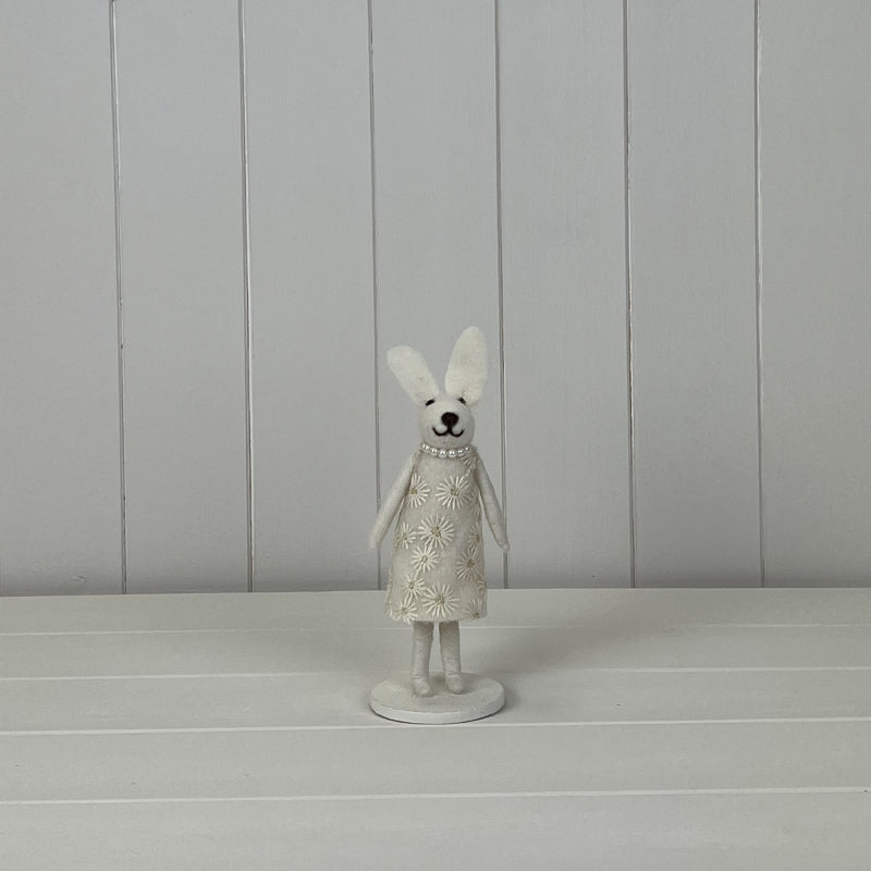 Rabbit in Pearl Necklace and Pink Floral Dress