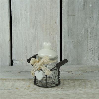 Glass Jar In Wire Basket