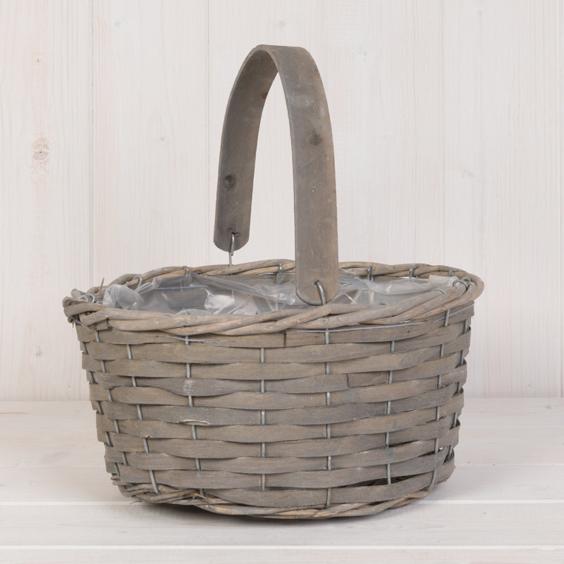 Greywashed Woodchip Trug With Flexi Handle