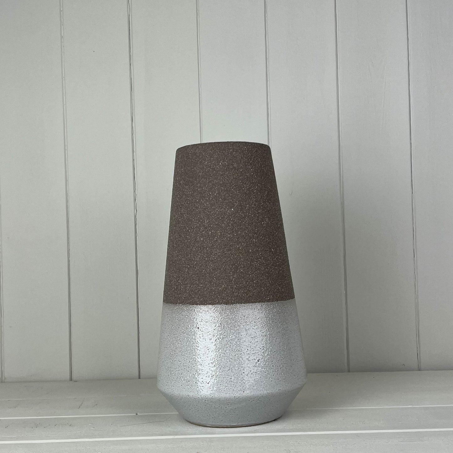Textured Mocha Vase With Glazed Base