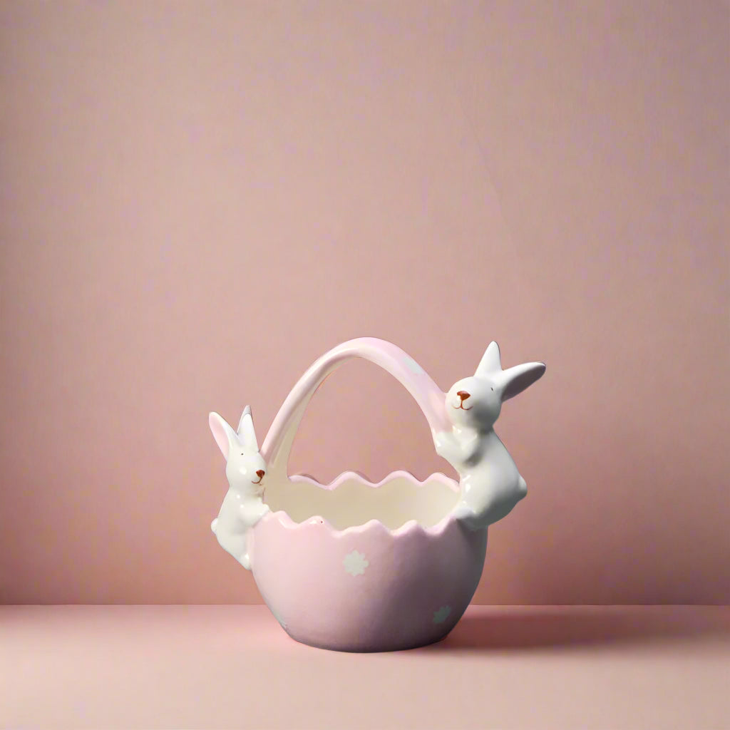 Ceramic Pink Posy Basket
