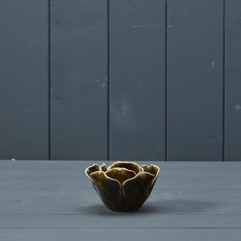 Green Ceramic Flower Tealight