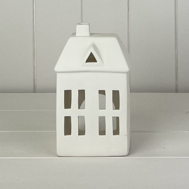 White Ceramic House Tealight Holder