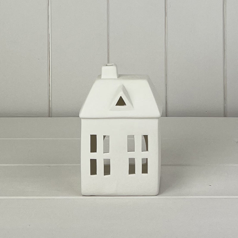 White Ceramic House Tealight Holder