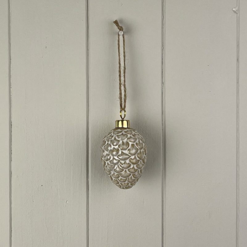 Glazed Ceramic Hanging Pinecone Decoration