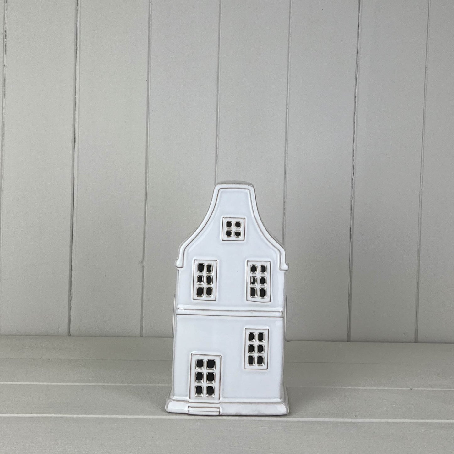 White Ceramic House Ornament With Led
