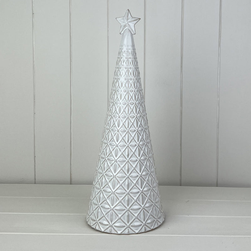 Glazed Ceramic Tree Ornament With Textured Detail