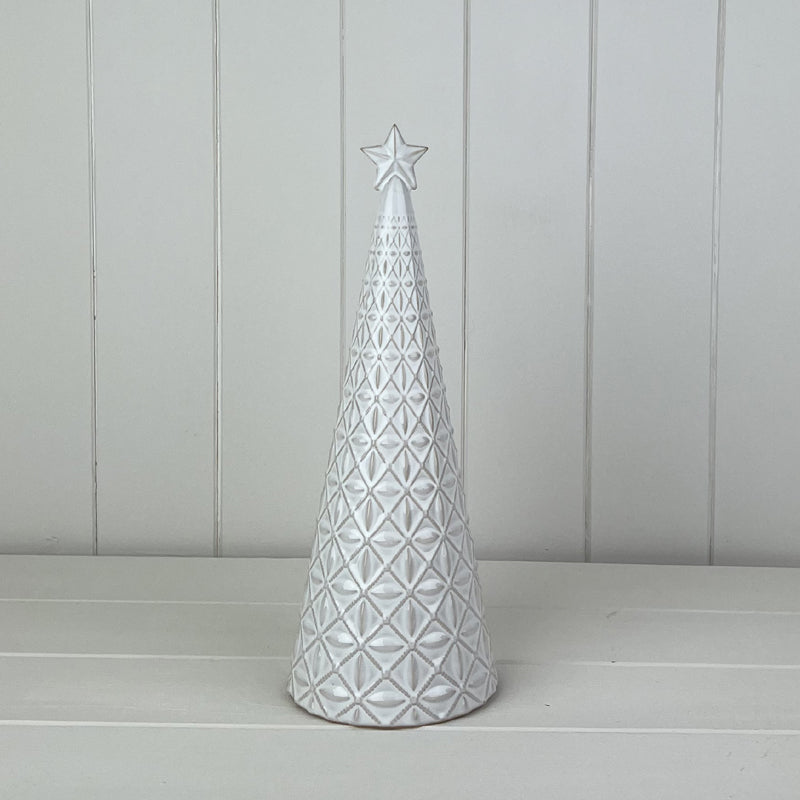 Glazed Ceramic Tree Ornament With Textured Detail