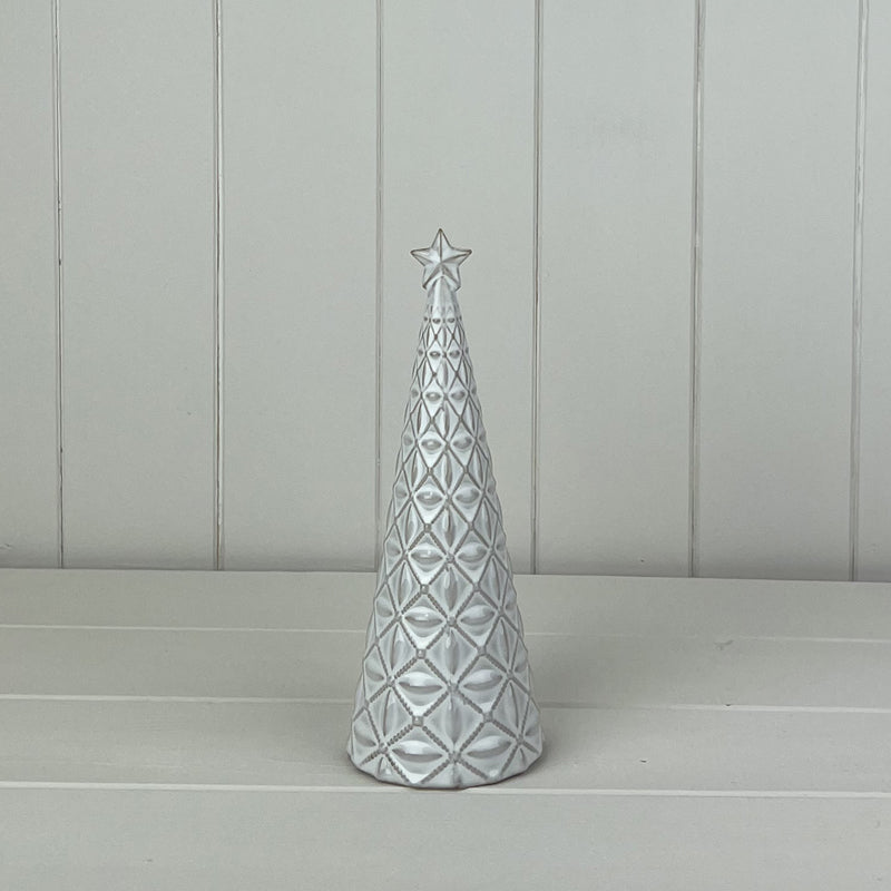 Glazed Ceramic Tree Ornament With Textured Detail