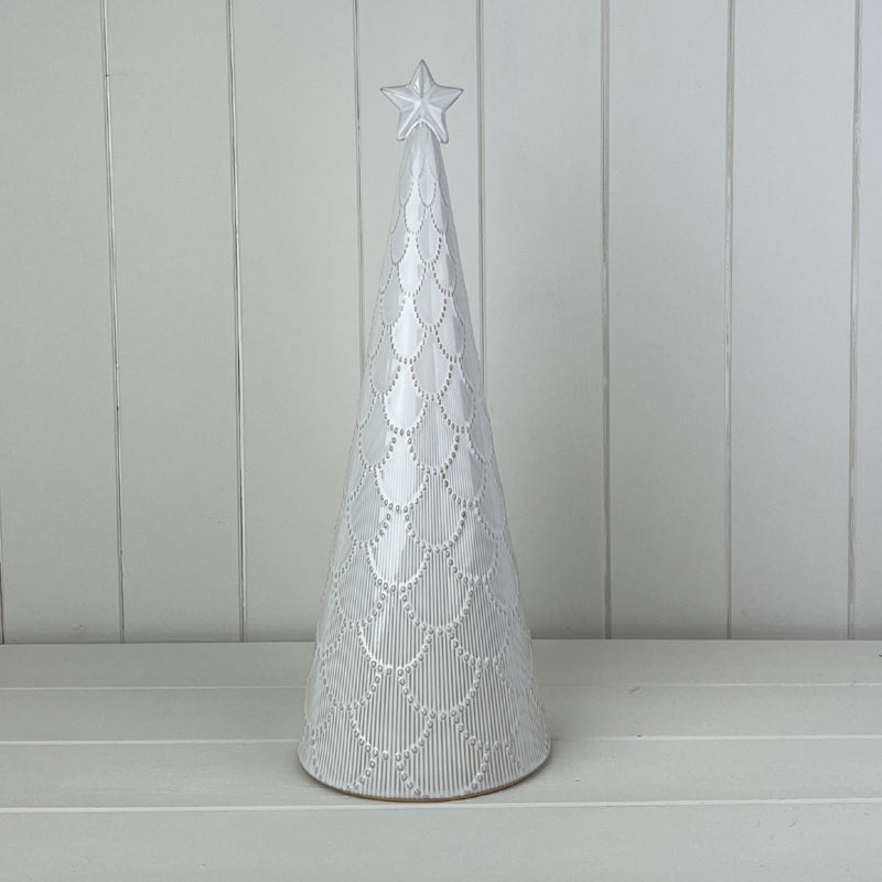 Glazed Ceramic Tree Ornament With Textured Detail