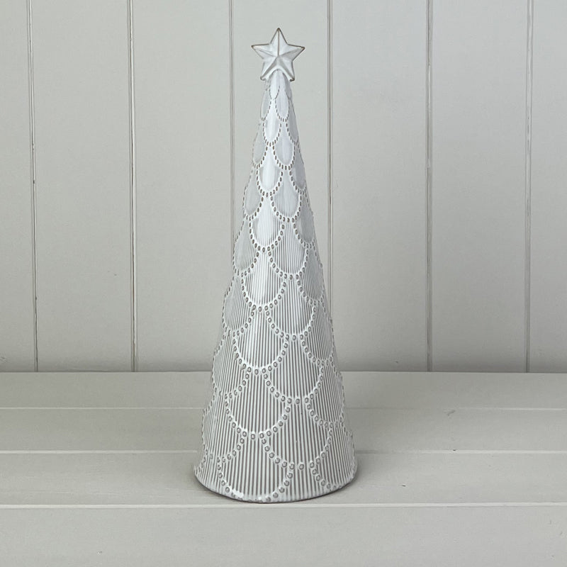 Glazed Ceramic Tree Ornament With Textured Detail