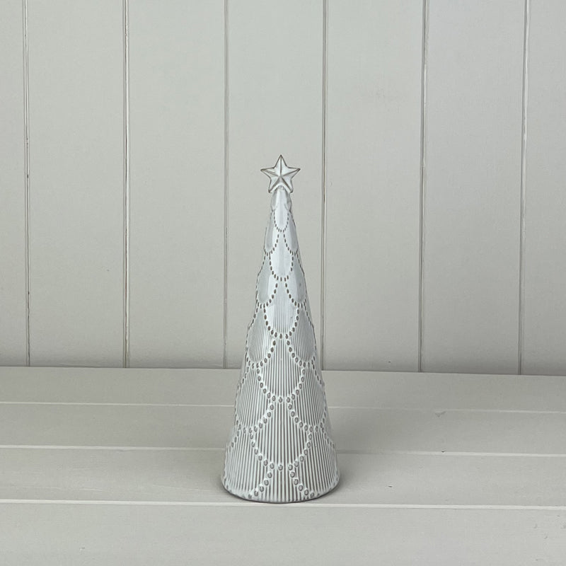 Glazed Ceramic Tree Ornament With Textured Detail