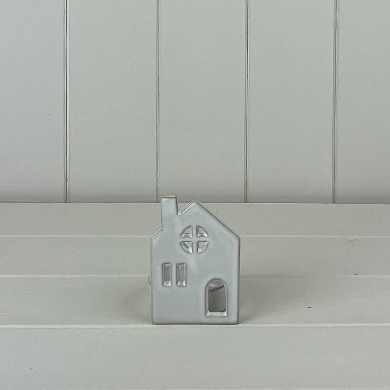White Ceramic House Tealight Holder
