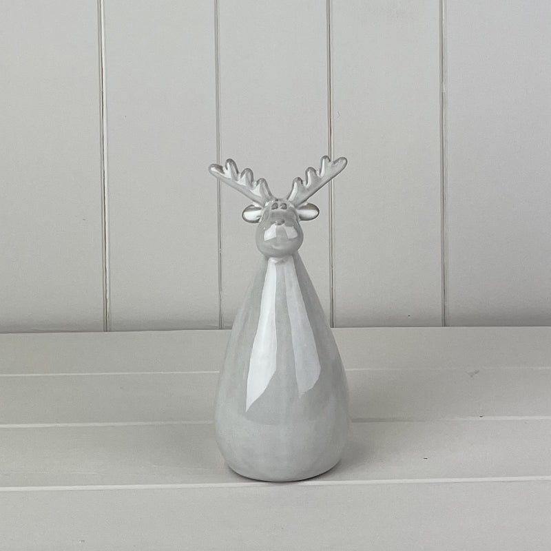 Glazed Ceramic Reindeer Ornament With Textured Detail