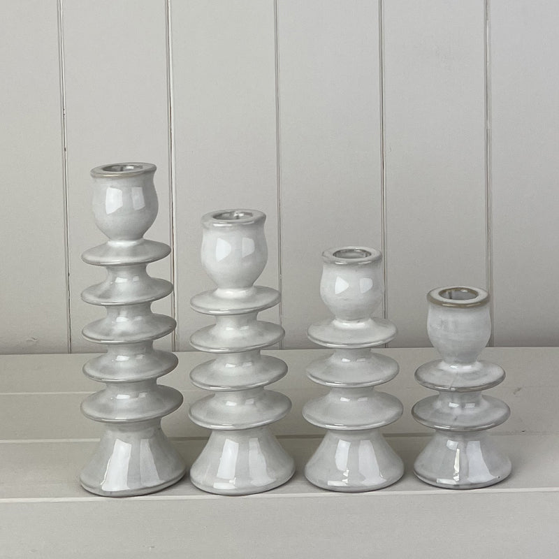 Glazed Ceramic Candle Holder With Textured Detail