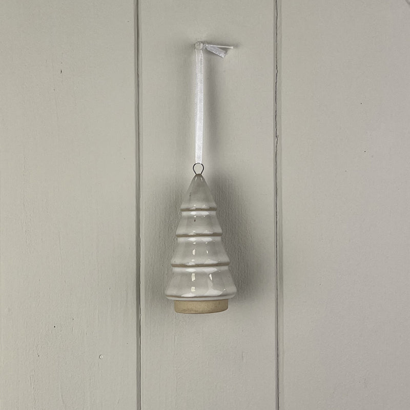 Glazed Ceramic Hanging Tree Decoration With Textured Detail