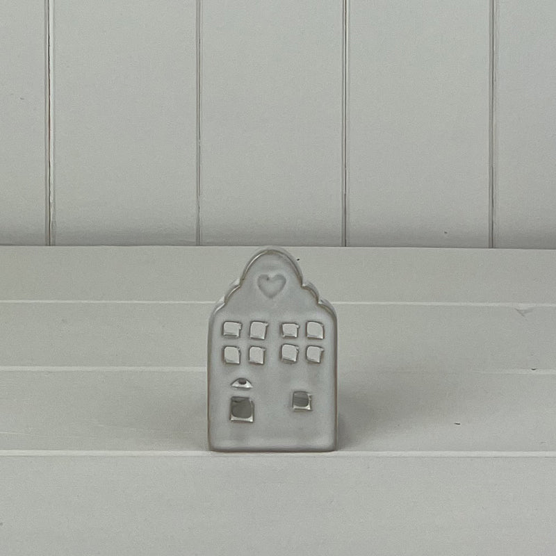 Glazed Ceramic House Tealight With Textured Detail
