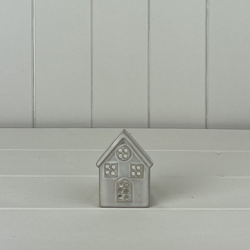 Glazed Ceramic House Tealight With Textured Detail