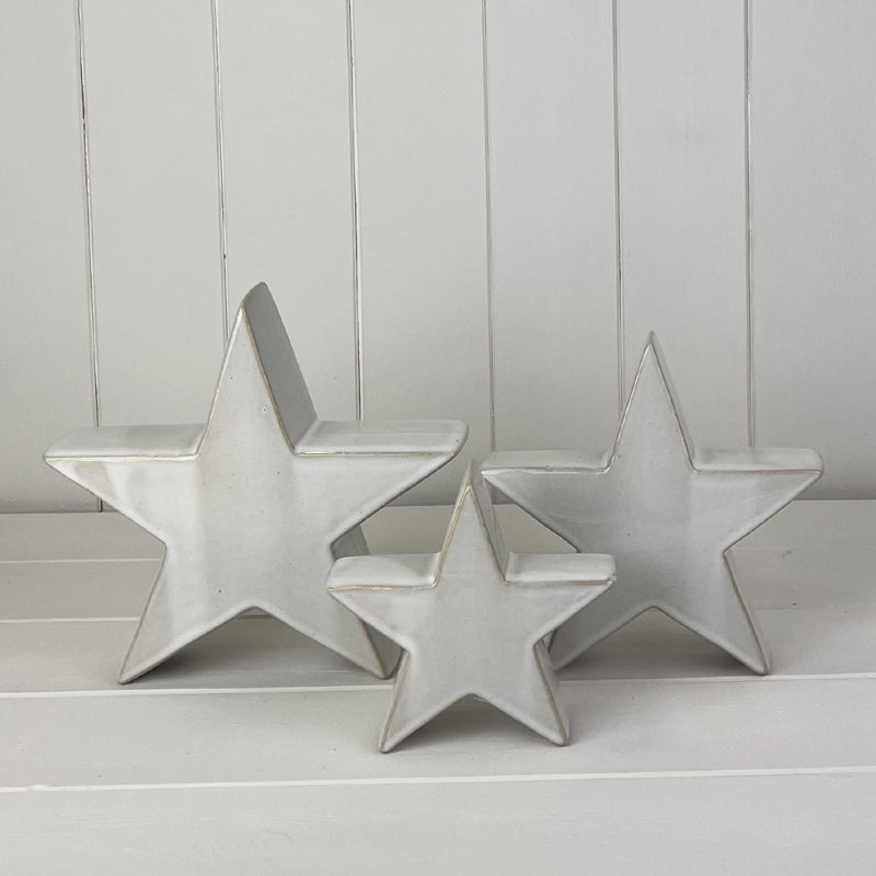 Glazed Ceramic Star Ornament With Textured Detail