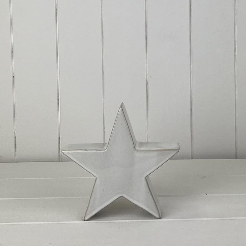 Glazed Ceramic Star Ornament With Textured Detail