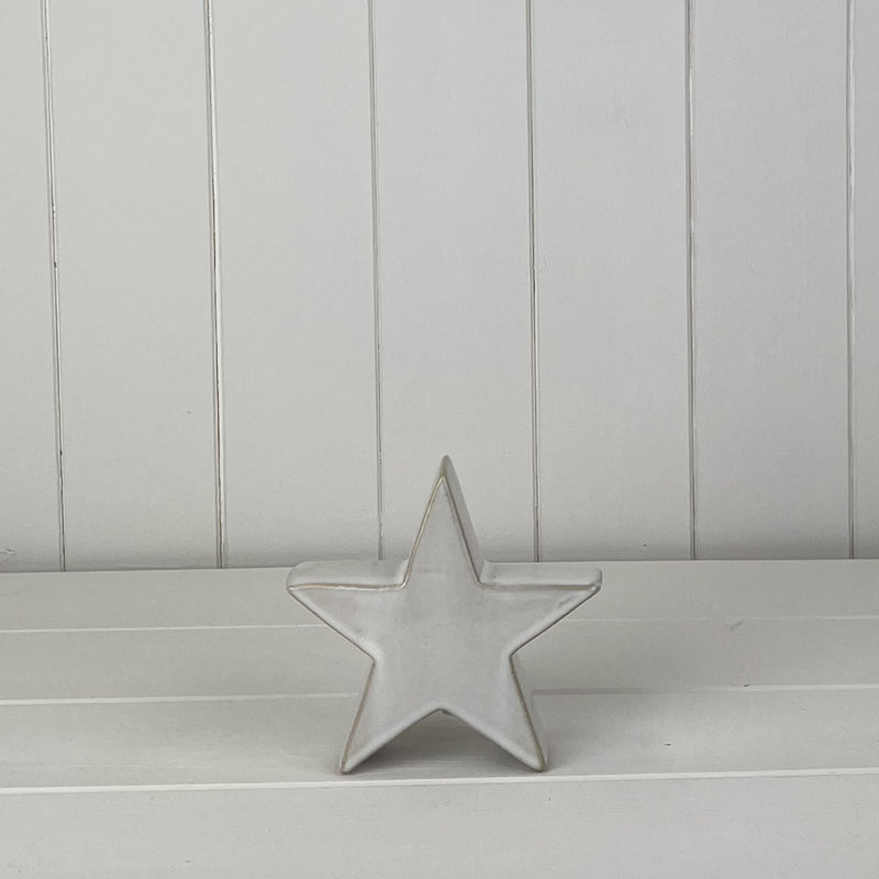 Glazed Ceramic Star Ornament With Textured Detail