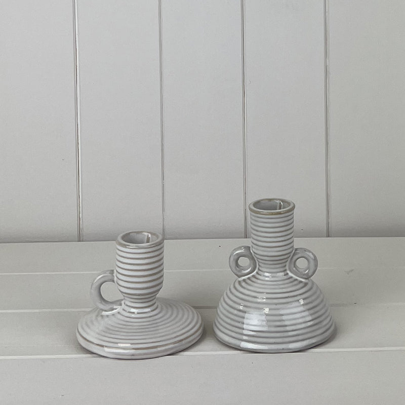Glazed Ceramic Candle Holder With Textured Detail