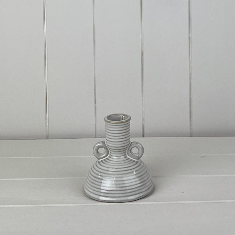 Glazed Ceramic Candle Holder With Textured Detail