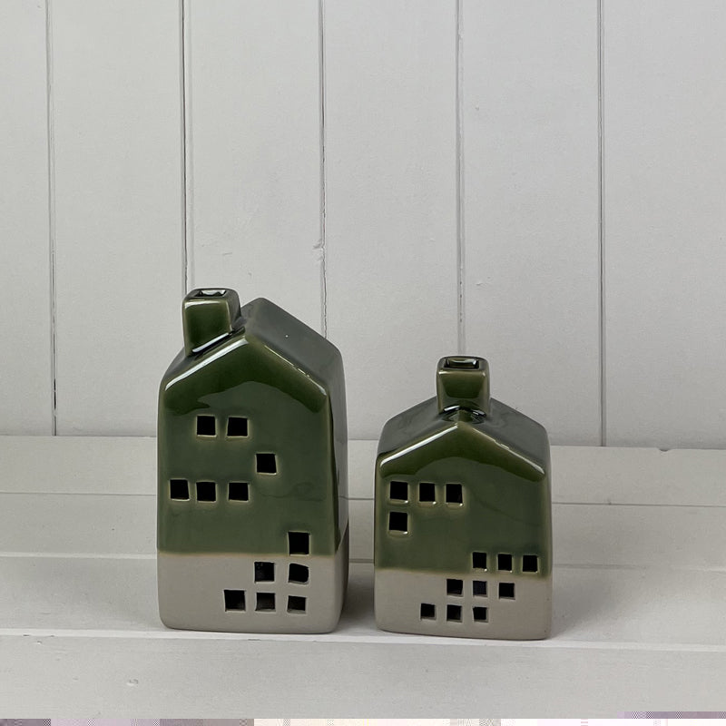 Green Ceramic House Decoration With LED