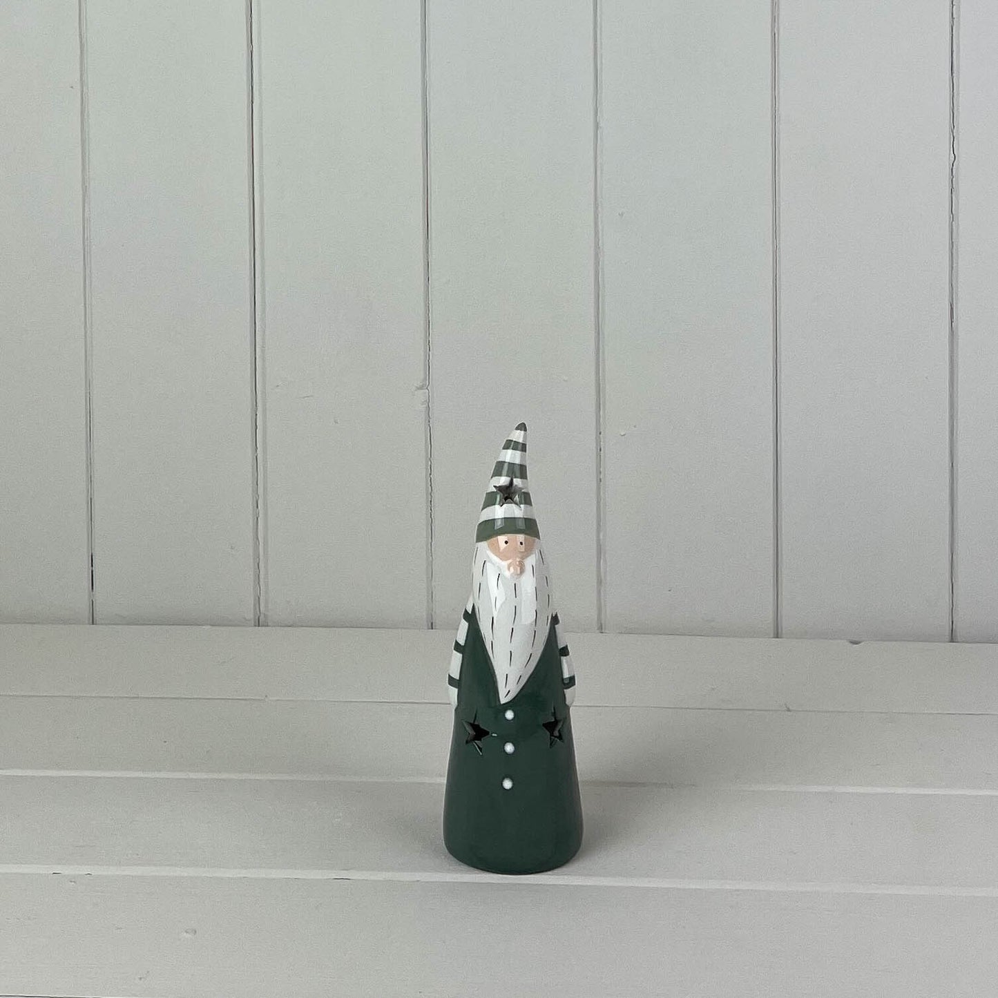 Dark Green/White Ceramic Gonk Decoration With LED