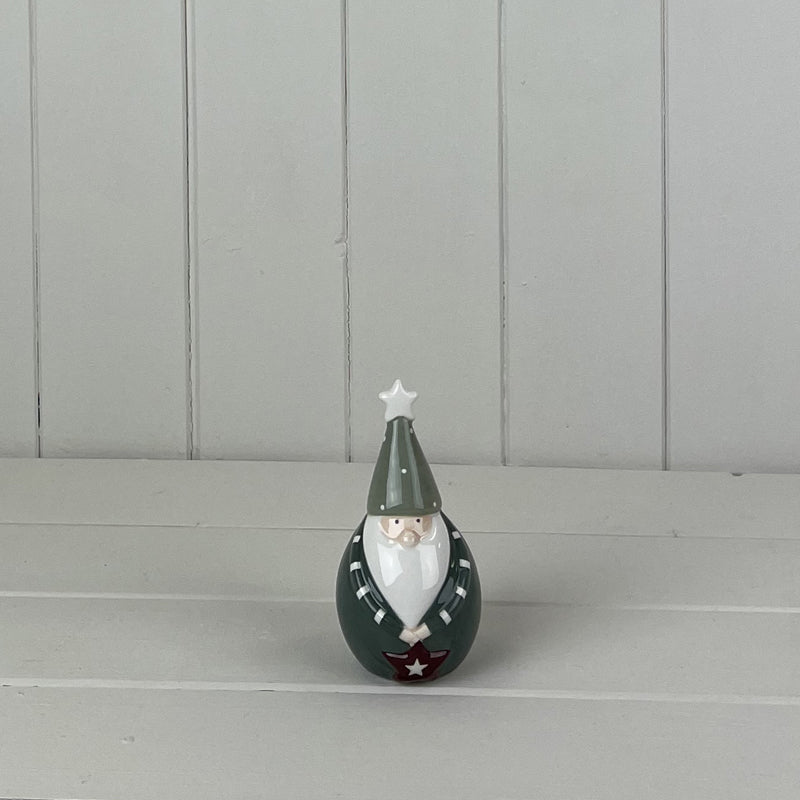 Dark Green/White Ceramic Gonk Decoration With LED