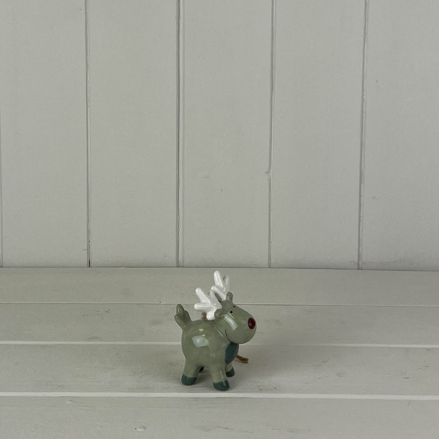 Light Green/White Ceramic Reindeer Decoration