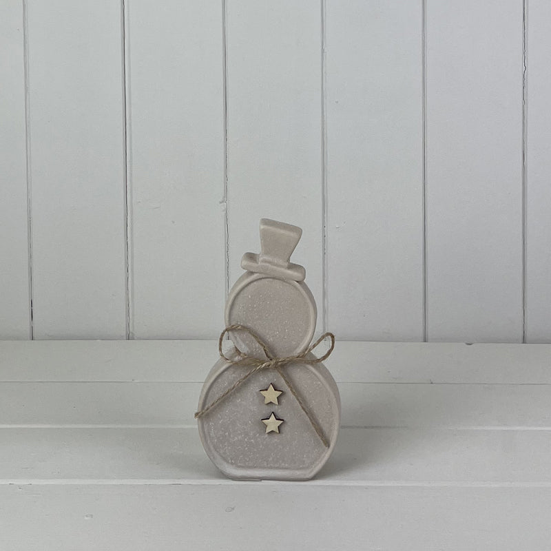 Sand Texture Effect Ceramic Snowman Decoration