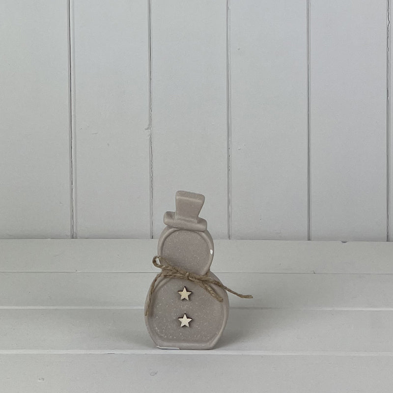 Sand Texture Effect Ceramic Snowman Decoration