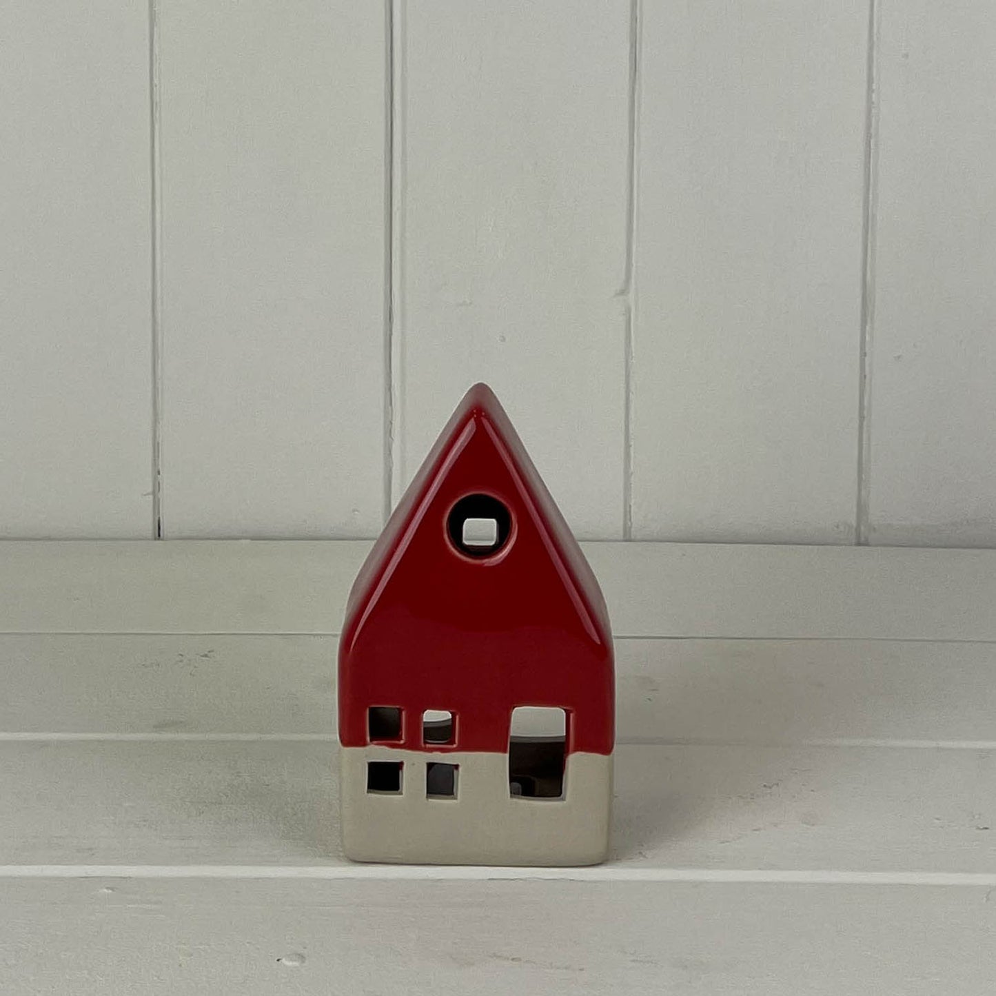 Red/White Ceramic House Decoration with LED